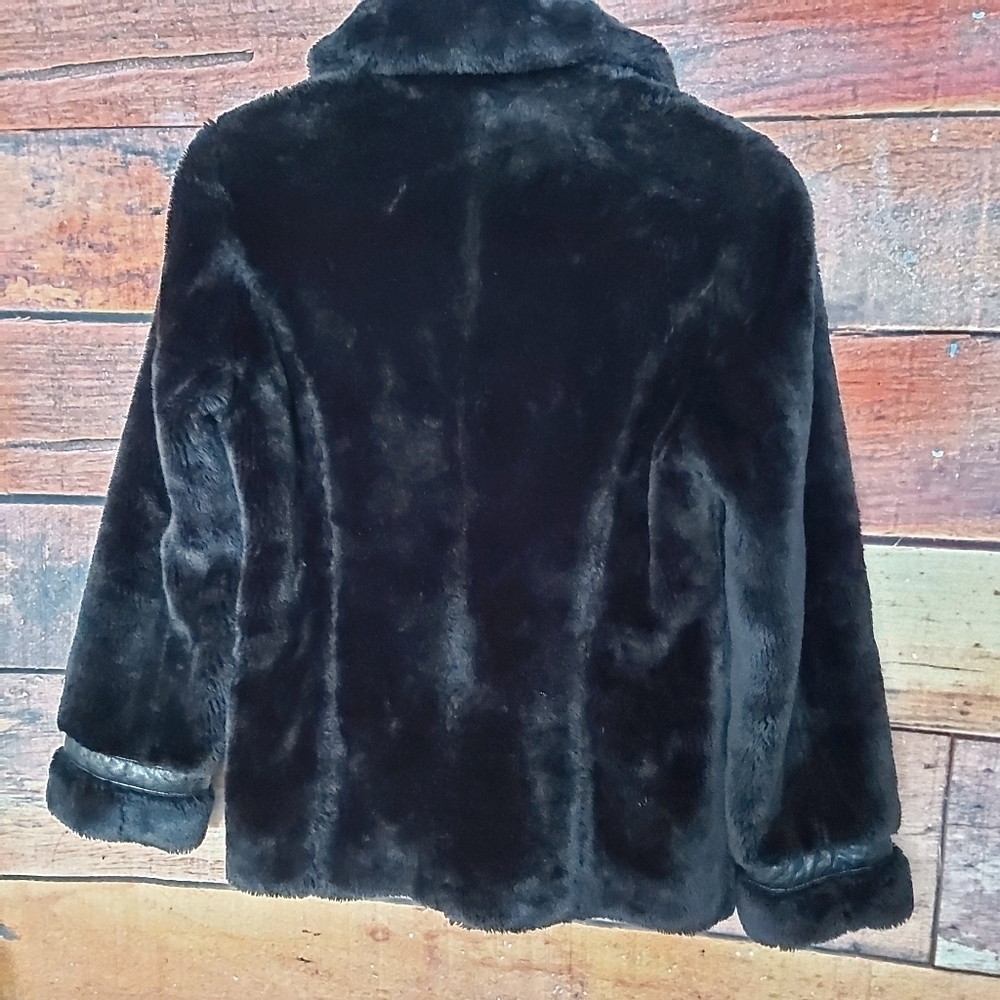 FAUX fur teddy coat black jacket San Francisco size small - Picture 4 of 9